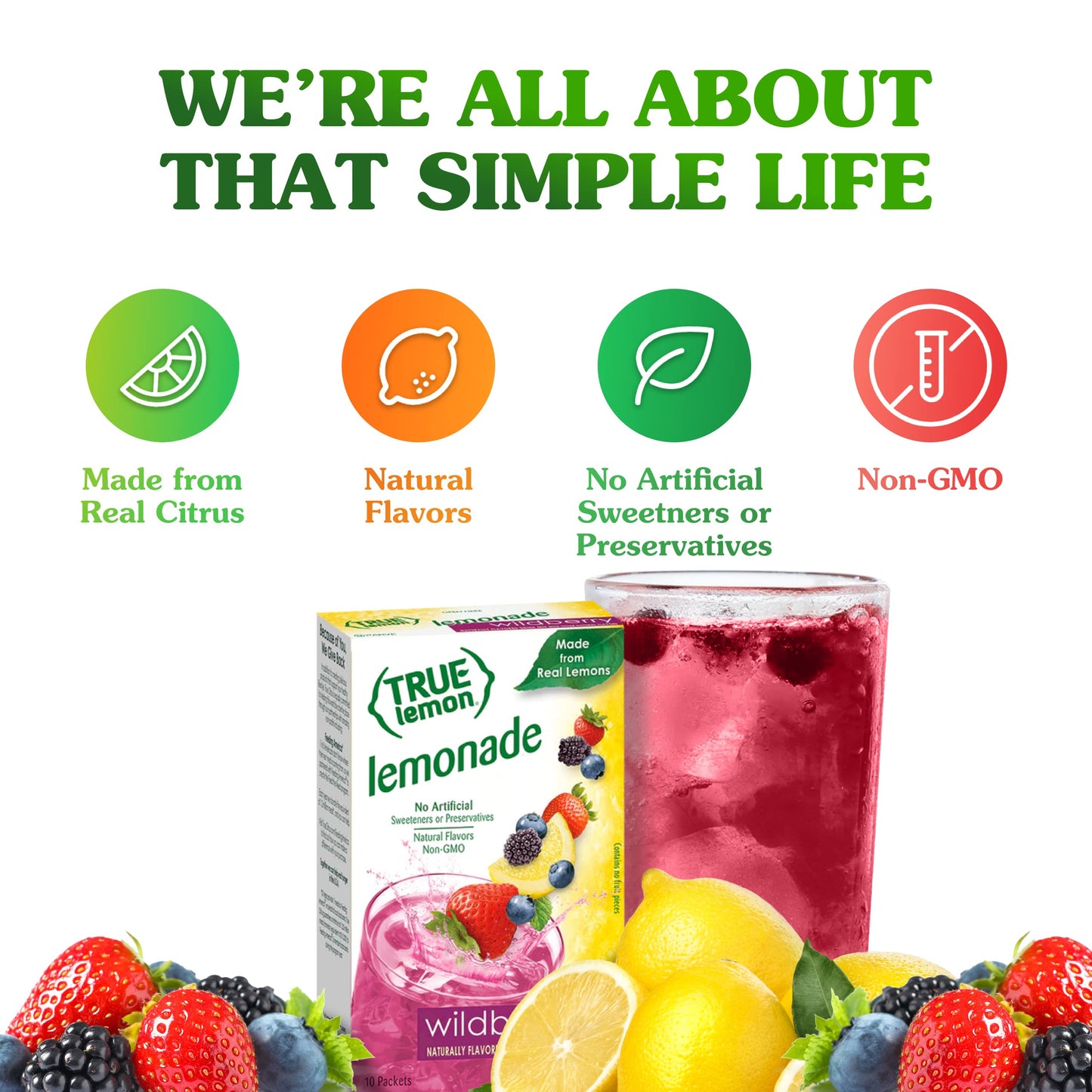 True Lemon Wildberry Lemonade Water Enhancer Drink Mix (12 Pack Of 10 Count Boxes), Low Calorie Drink Mix Packets For Water, Powdered Drink Mixes & Flavorings, Individual Drink Packets, Water Flavor