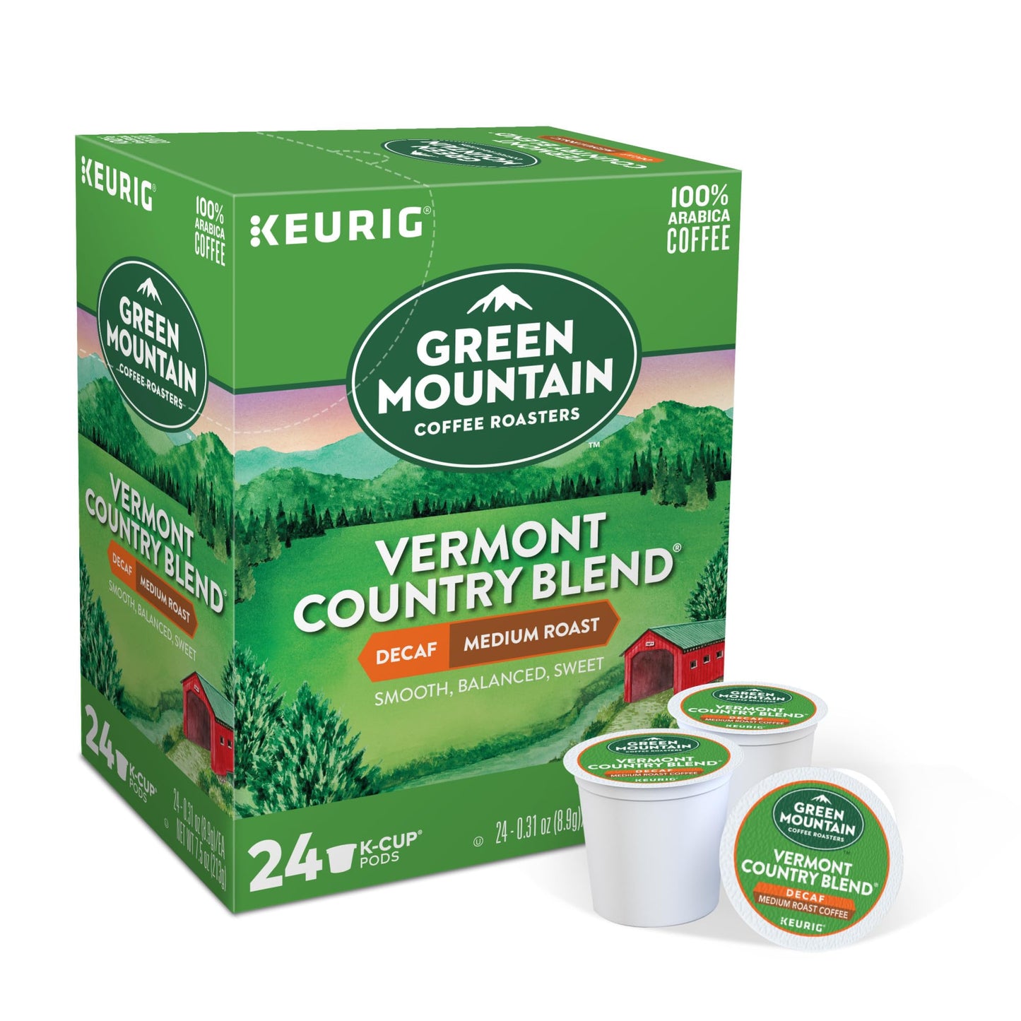 Green Mountain Coffee Roasters Vermont Country Blend Decaf, Keurig Single-Serve K-Cup Pods, Medium Roast Coffee, 96 Count (4 Pac