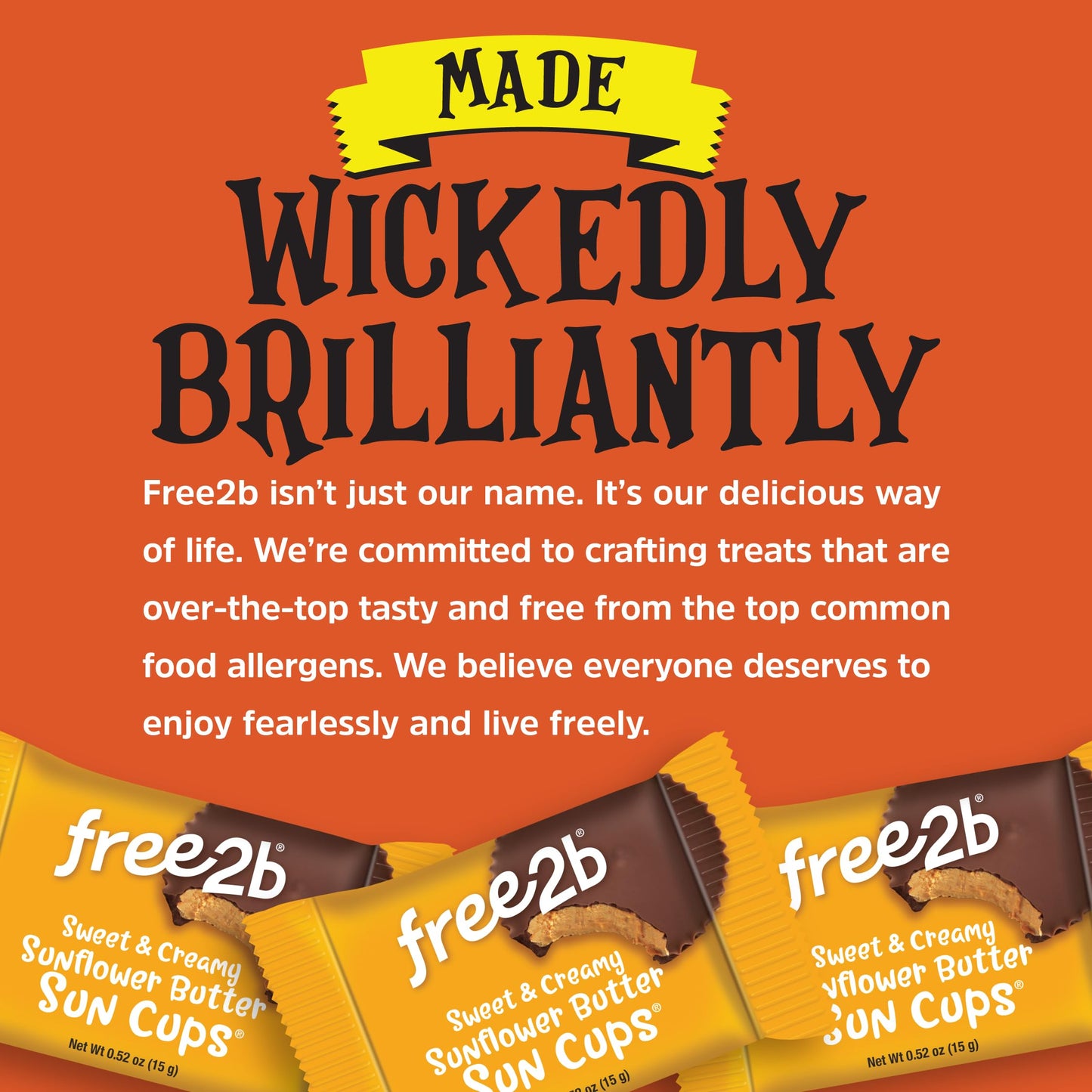 Free 2b Dark Chocolate Sunflower Butter Cups, Gluten-Free, Dairy-Free, Nut-Free, 0.7 Oz. Cup, Pack of 18