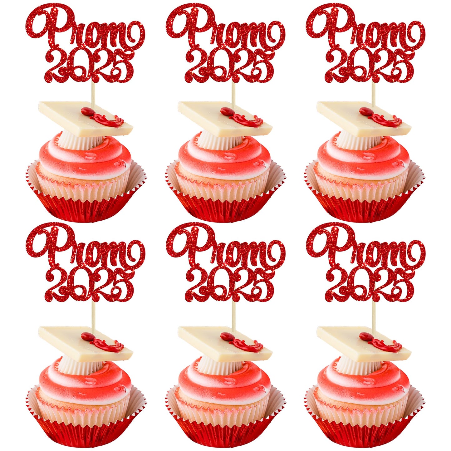 Gyufise 24Pcs Prom 2025 Cupcake Toppers 2025 Graduation Cupcake Picks 2025 Graduation Class of 2025 Cake Decorations For Graduat