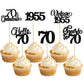 Rsstarxi 24 Pack Cupcake Toppers Glitter Seventy for 70th Birthday Party, Black Paper Decorations