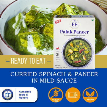 Eastern Feast - Palak Paneer, Ready To Eat Spinach & Paneer Meals, (Pack Of 4), Vegetarian, Gluten Free
