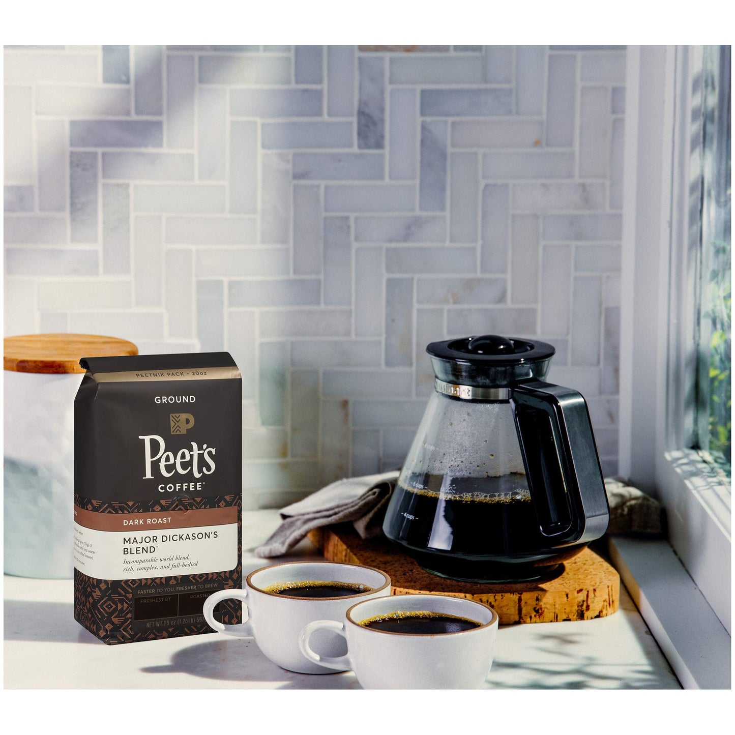 Peets Coffee Major Dickasons Blend, Dark Roast Ground Coffee, 20 oz