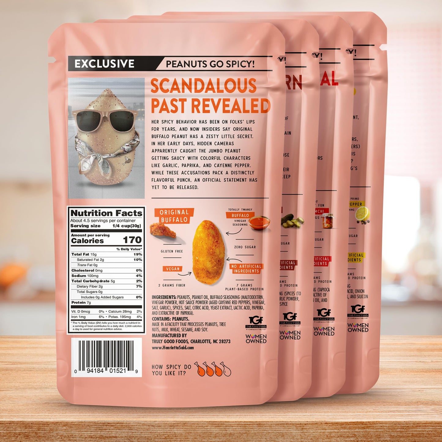 Henrietta Said Wing-Flavored Peanuts - Variety Pack - Truly Good Foods Shelled Snacking Nuts - Bold Flavors - Savory & Spicy - J