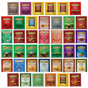 Twinings Tea Bag Sampler Assortment, Variety Pack (40 Count), 40 Unique Flavors for Tea Lovers: Women, Men, Couples, Family, Fri