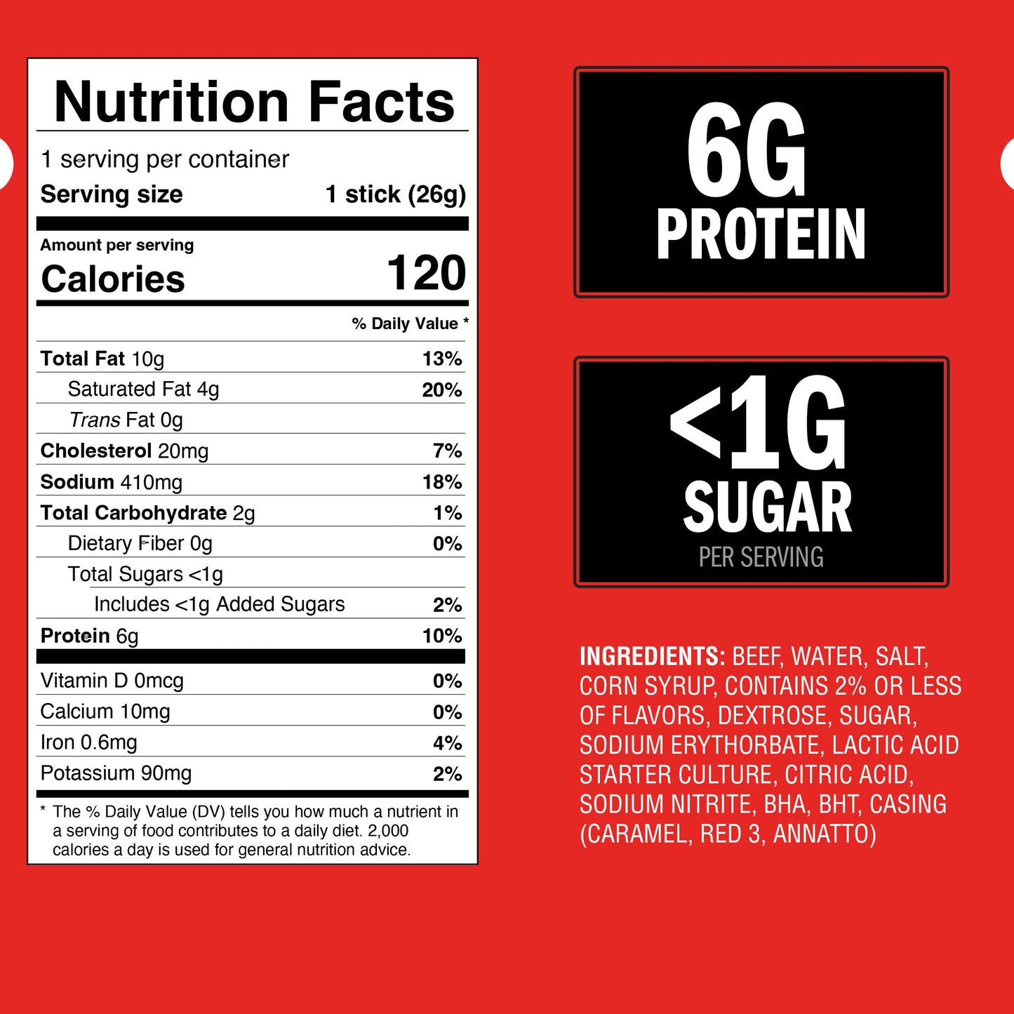 Jack Link's Beef Sticks, Original - Protein Snack, Meat Stick with 6g of Protein, Made with 100% Beef, Individually Wrapped Beef