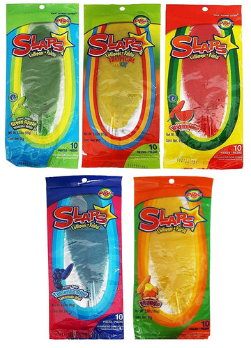 Mega Pg Mexican Slaps Lollipop Candy - 50 Pieces Mega Bundle - 5 Flavors - Tropical, Watermelon, Mango, Green Apple, And Blue Ta