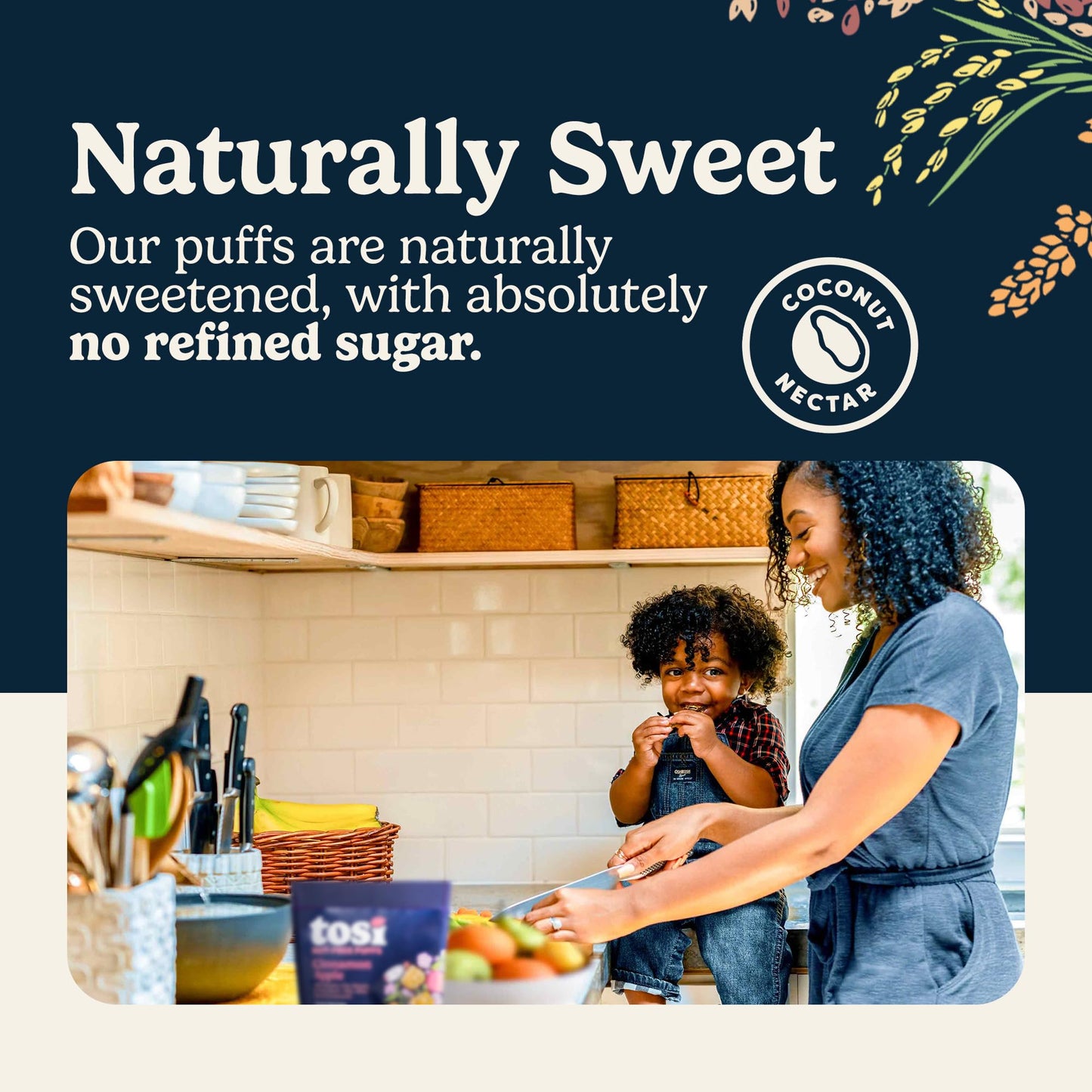 Tosi Crispy Puffs (3Oz, 4 Pack), Vegan Crunchy Snacks, 8G Plant Based Protein, Nut-Free, Allergen Friendly, Healthy Snacks For Mature-Themeds & Kids, Gluten Free  , Ancient Grains (Salty Sweet)