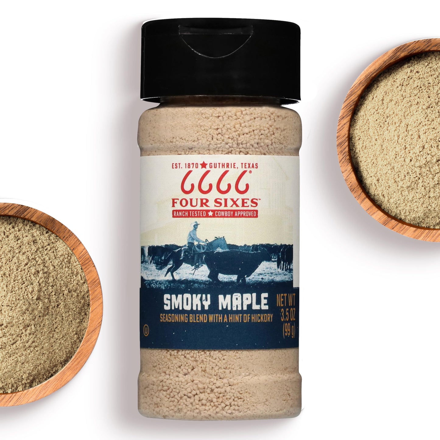 6666 Four Sixes Smoky Maple Seasoning  3.5 Ounce