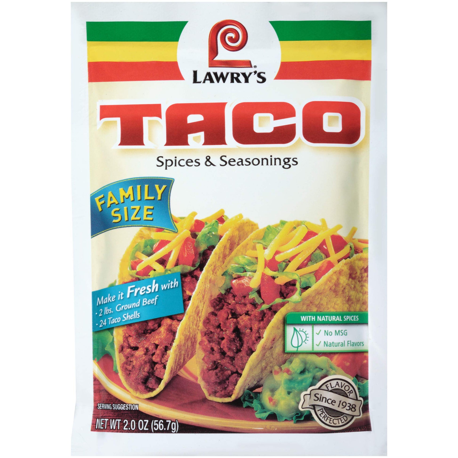 Lawry s Family Size Taco Spices & Seasonings Mix, 2 oz (Pack of 10)