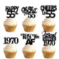 18pcs Black Glitter Happy 55th Dessert Cupcake Topper Pick for Funny Legend Since 1970 Theme Decor Supplies Men Women Happy 55 B