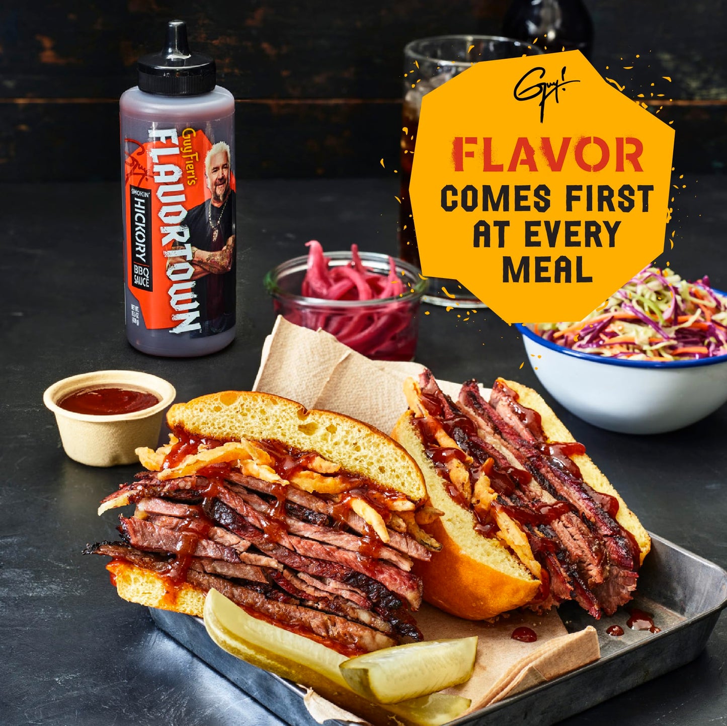 Guy Fieris Flavortown Bbq Sauce Variety Pack - Honey Bbq Sauce, Smokey Bbq Sauce, Barbecue Sauce Set, For Chicken Wings & Ribs -
