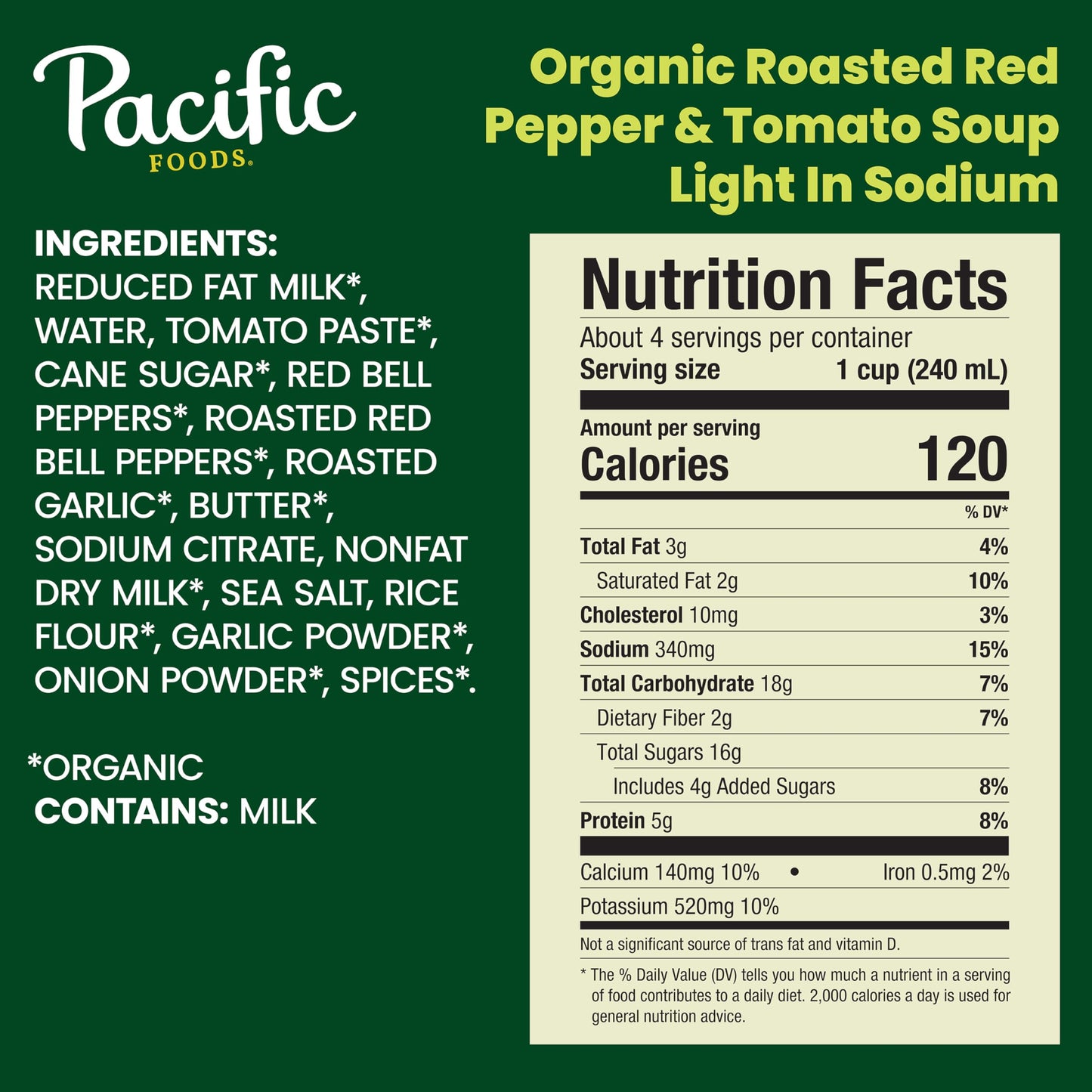 Pacific Foods Organic Creamy Roasted Red Pepper & Tomato Soup, Light Sodium, 32oz