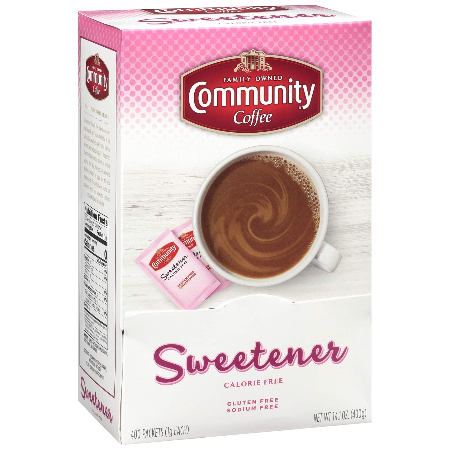 Community Coffee Pink Sweetener Packets  1600 Count  400 Count (Pack of 4)
