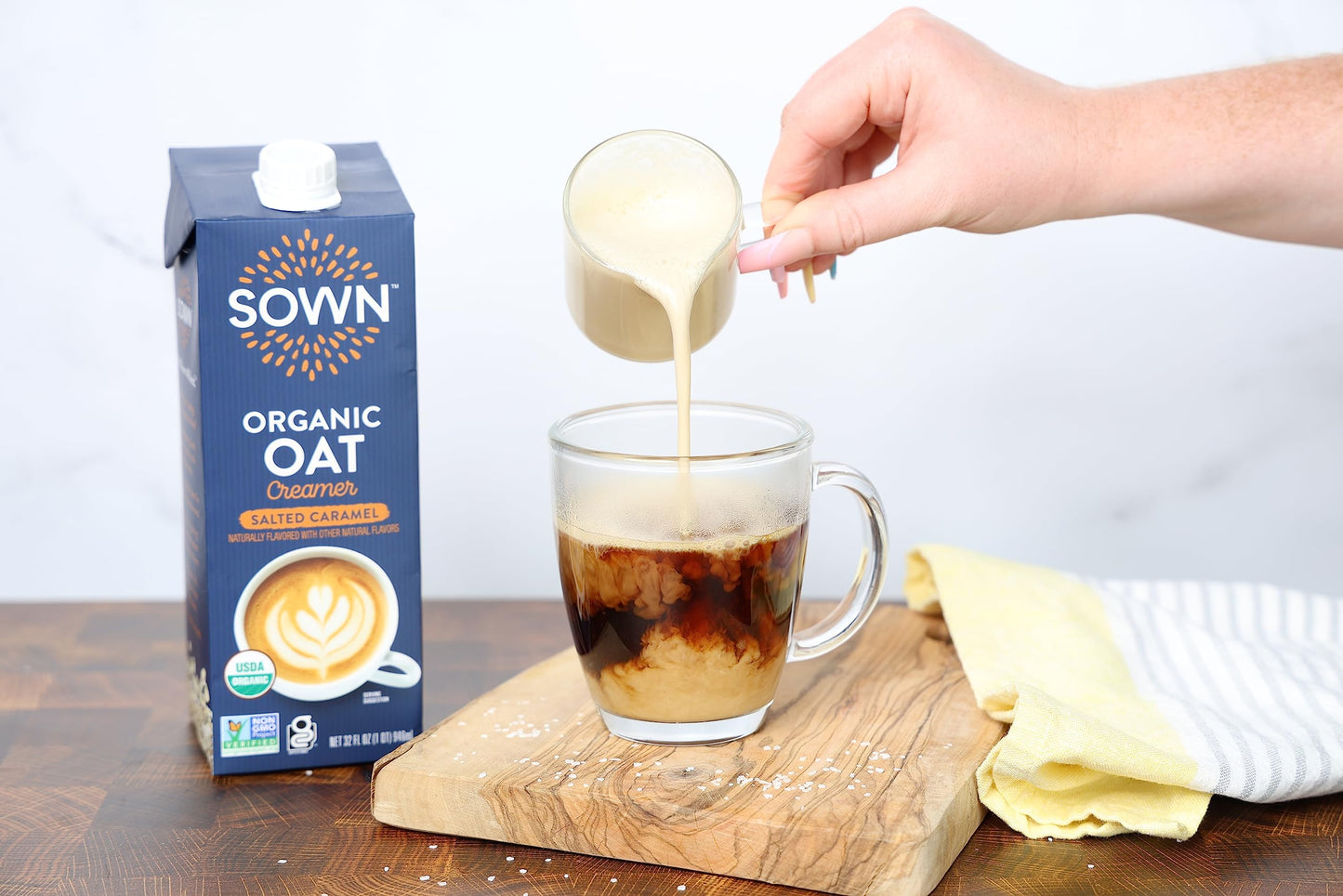 SOWN Organic Oat Creamer Salted Caramel - Barista Oat Milk Non Dairy Coffee Creamer - Plant Based, Dairy-Free, Vegan, Gluten-Fre