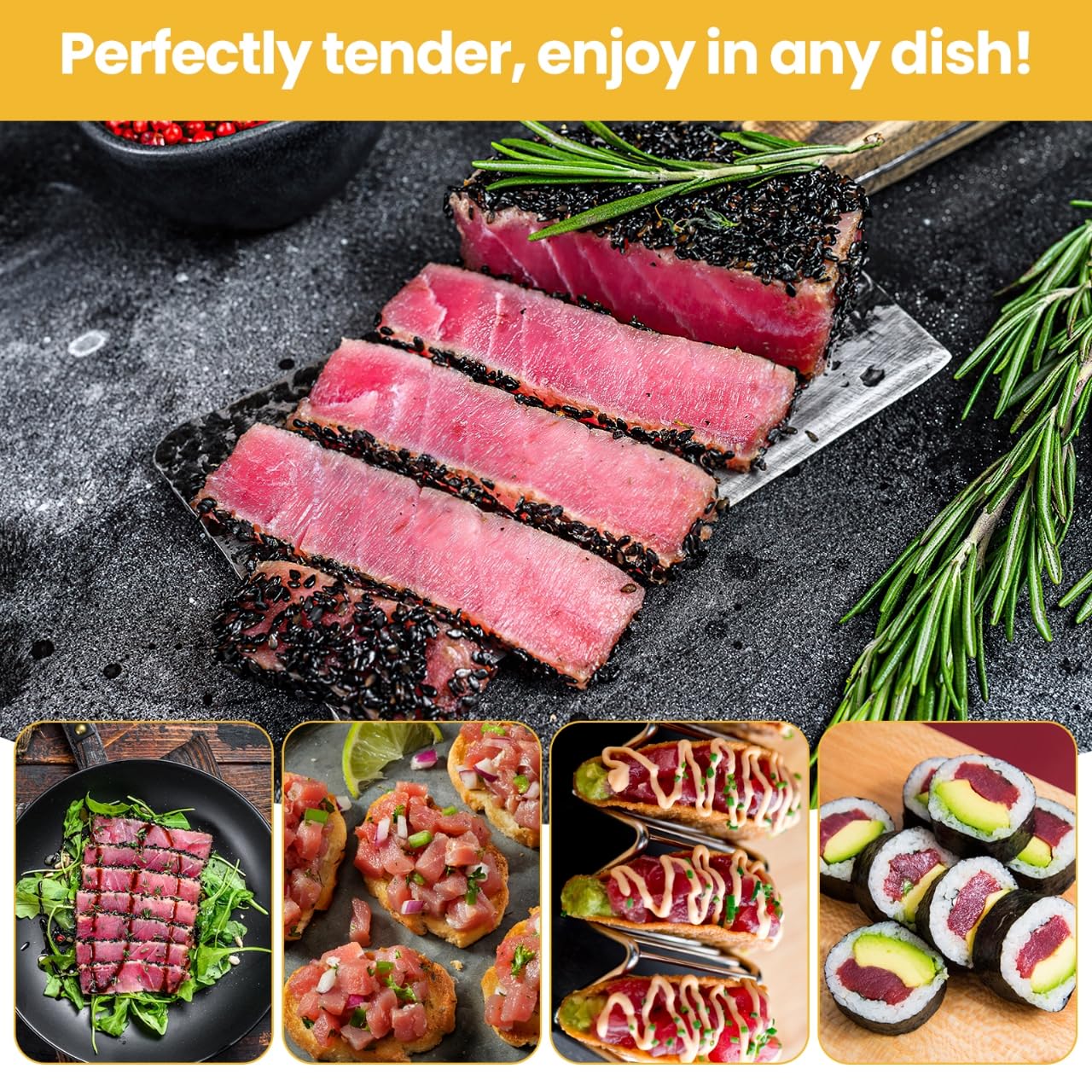 Oceanzen: Ahi Tuna Saku Aaa Sashimi Grade, Frozen, Wild Caught (3Lbs)