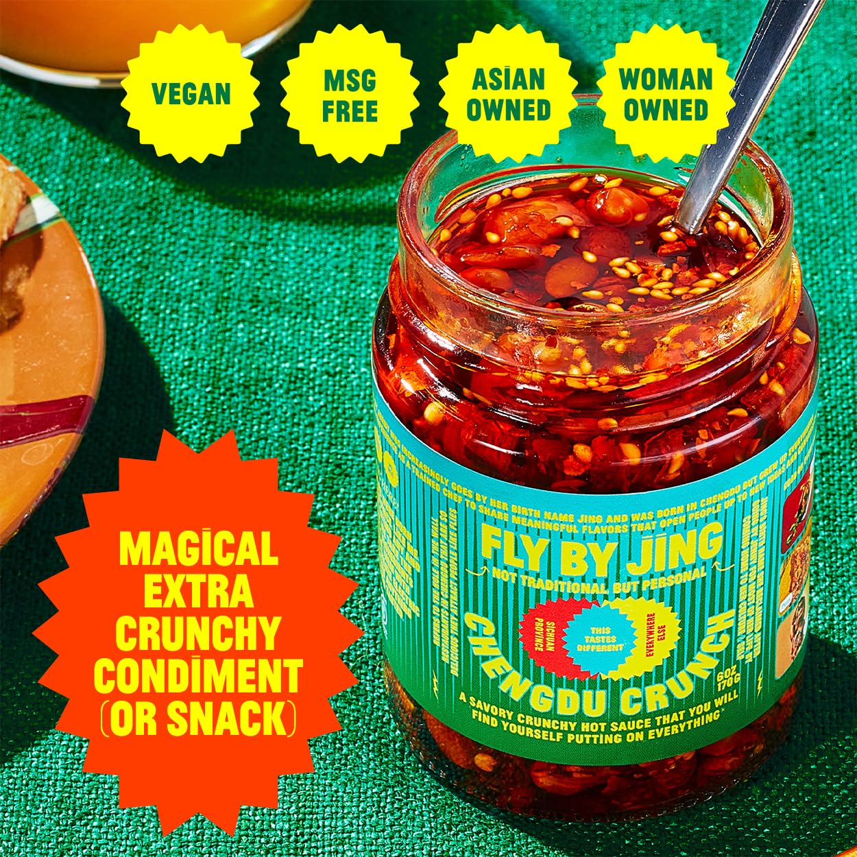 Flybyjing Spicy Crunchy Sauce Bundle: Original & Extra Crunchy Chili Crisp - Premium All-Natural Vegan And Sugar Free - Crispy T