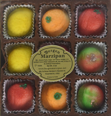 Bergen Marzipan Assorted Fruit – 9 Pieces (4 oz) – Delicious, Colorful Treats for Gifting or Snacking