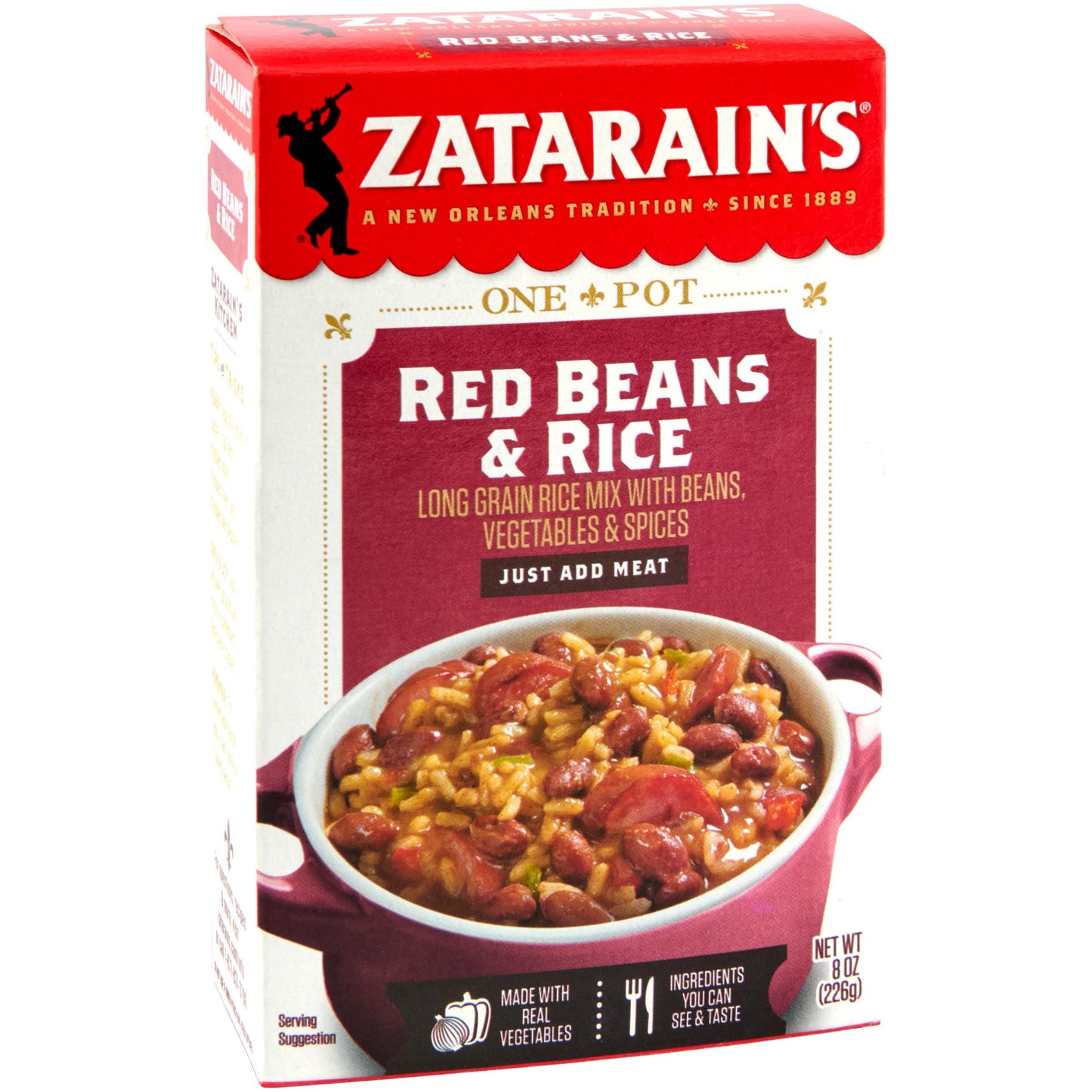 Zatarains Red Beans & Rice, 8 oz, Pack of 8, Easy Meal Preparation