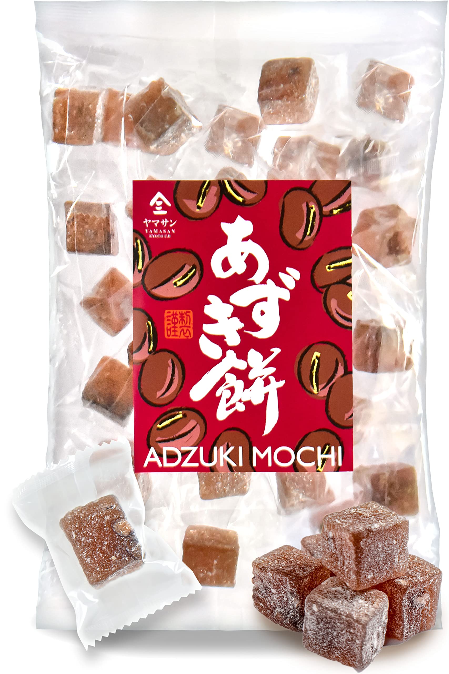 Japanese Mochi Candy Individually Wrapped, Adzuki Red Bean Flavor, Plant-Based Kanten Agar Sweets 300G?Yamasan?