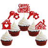 24Pcs Home Sweet Home Cupcake Toppers Glitter Key Housewarming Cupcake Pick Decorations for Welcome New Home Theme Party Cake De