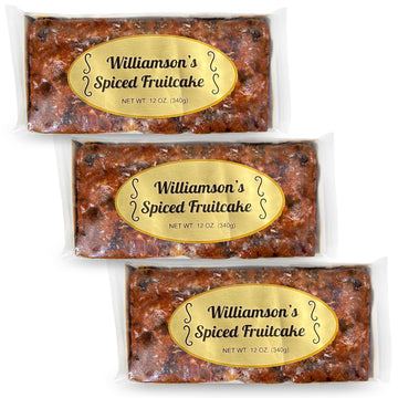Williamsons Spiced Fruitcake, Fruit Cake, Freshly Made, Gourmet Snack, Food Gift With Fine Fruits And Nuts (12 Oz, Pack Of 3)