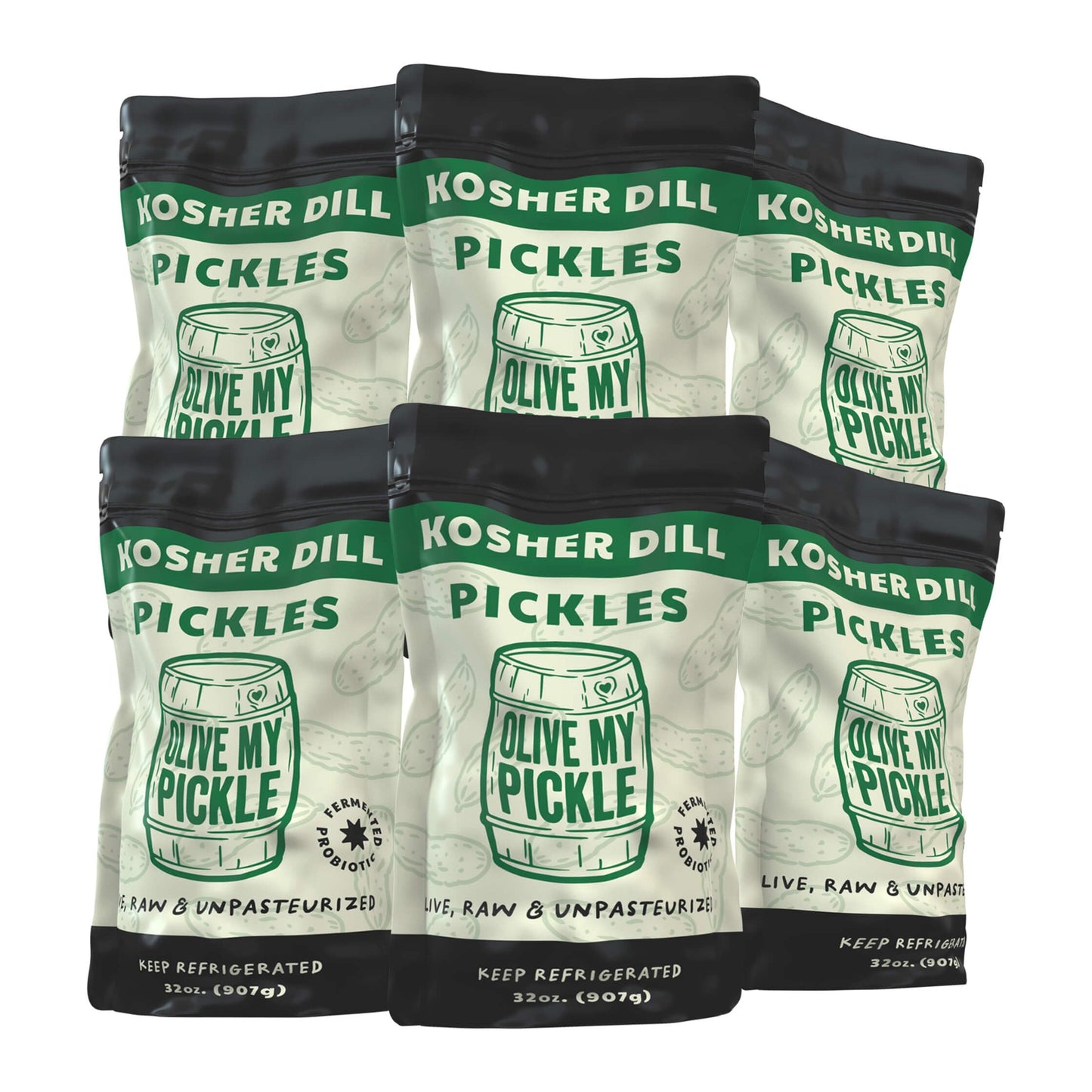 Olive My Pickle Fermented Dill Pickles - 192 Ounces | 6 Pack Bundle Of Probiotic Pickles Kosher Dill And Brine With Digestive En
