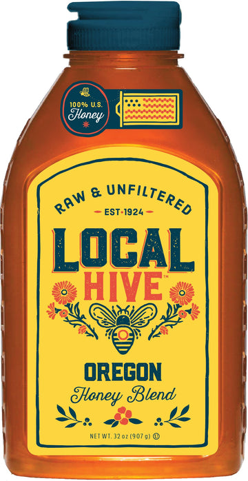 Local Hive Oregon Raw Unfiltered Honey - 32oz, 100% Pure US Honey, Sourced from American Bees and Beekeepers - Natural Sweetener