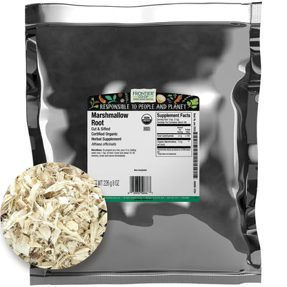 Frontier Co-op Organic Marshmallow Root, 8-Ounce Bulk, Wellness Recipes, Beverages, Skin Care, Gluten Free, Kosher