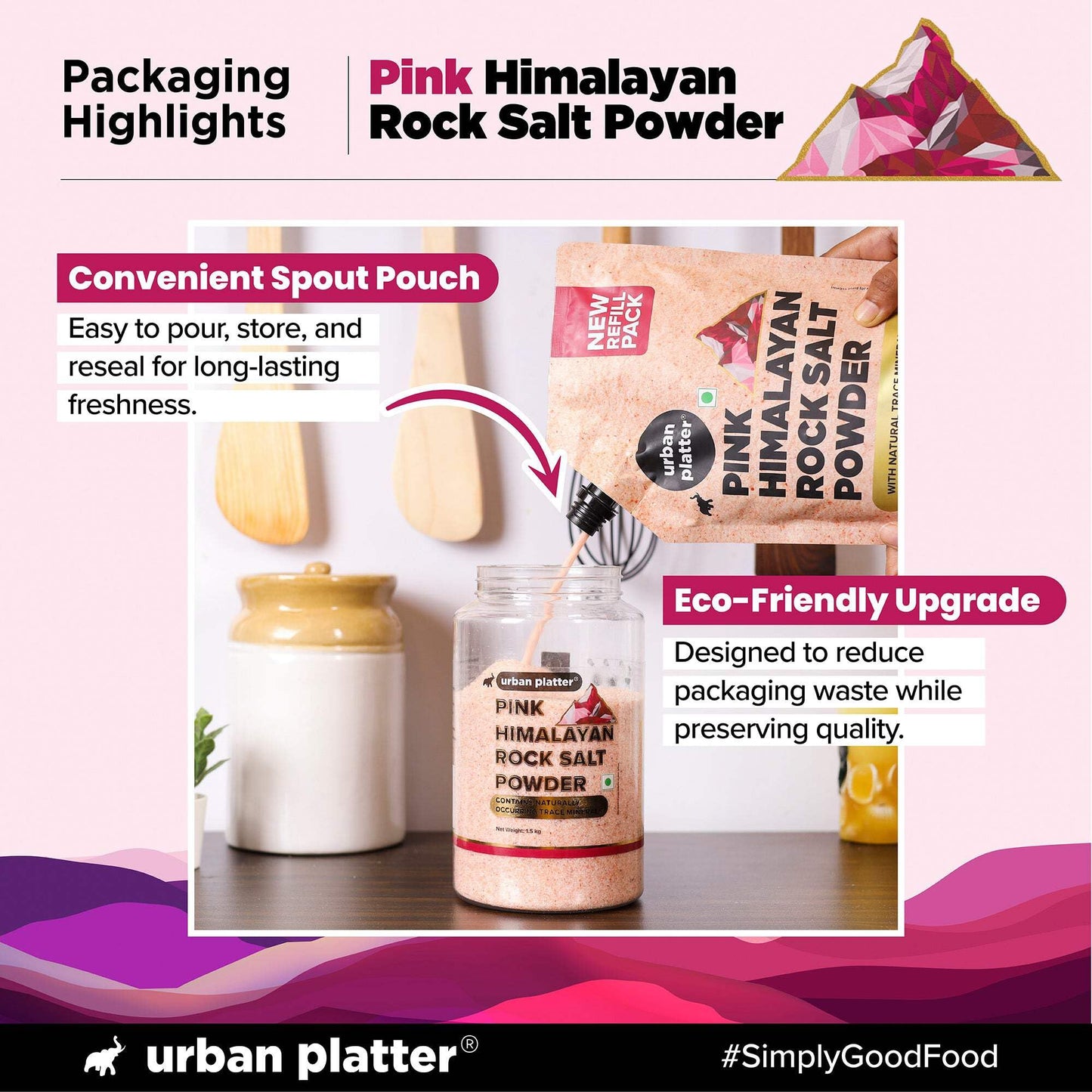 Urban Platter Pink Himalayan Rock Salt Powder | Fine Grind Natural Salt With Trace Minerals | Ideal For Cooking, Seasoning, Bath Soaks, Diy Scrubs & Salt Rinses | 52.91 Oz (1.5 Kg)