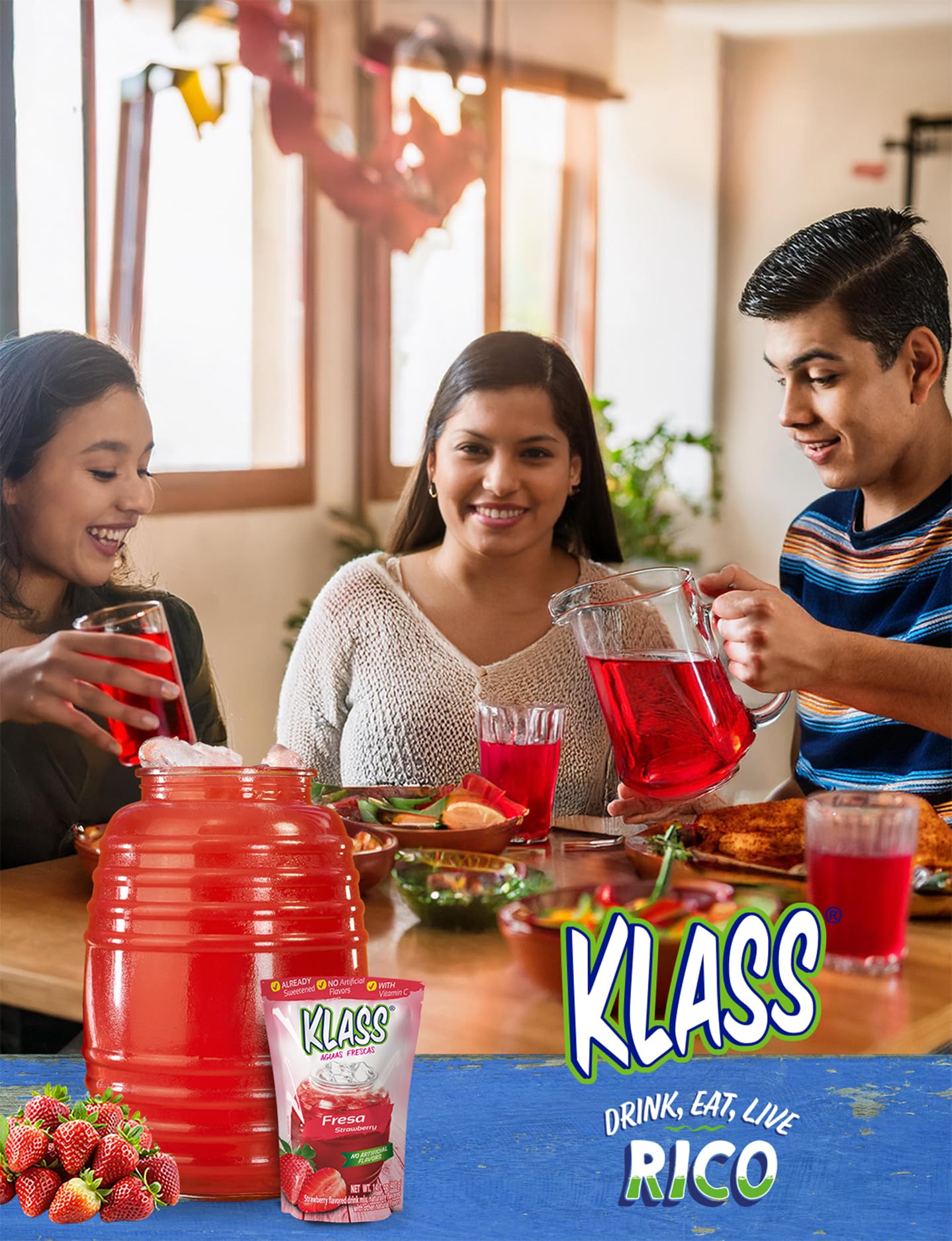 Klass Aguas Frescas Drink Mix Tropical Variety Pack; Strawberry, Grape, Tropical Punch & Orange, Natural Flavors, With Vitamin C