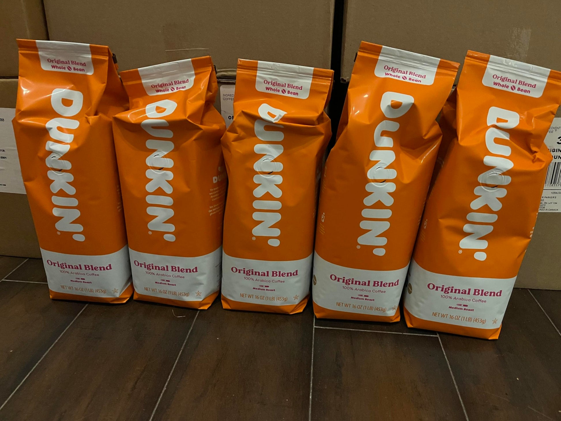 Dunkin' Donuts Whole Bean Coffee 5 x 1 LB Total 5 LB