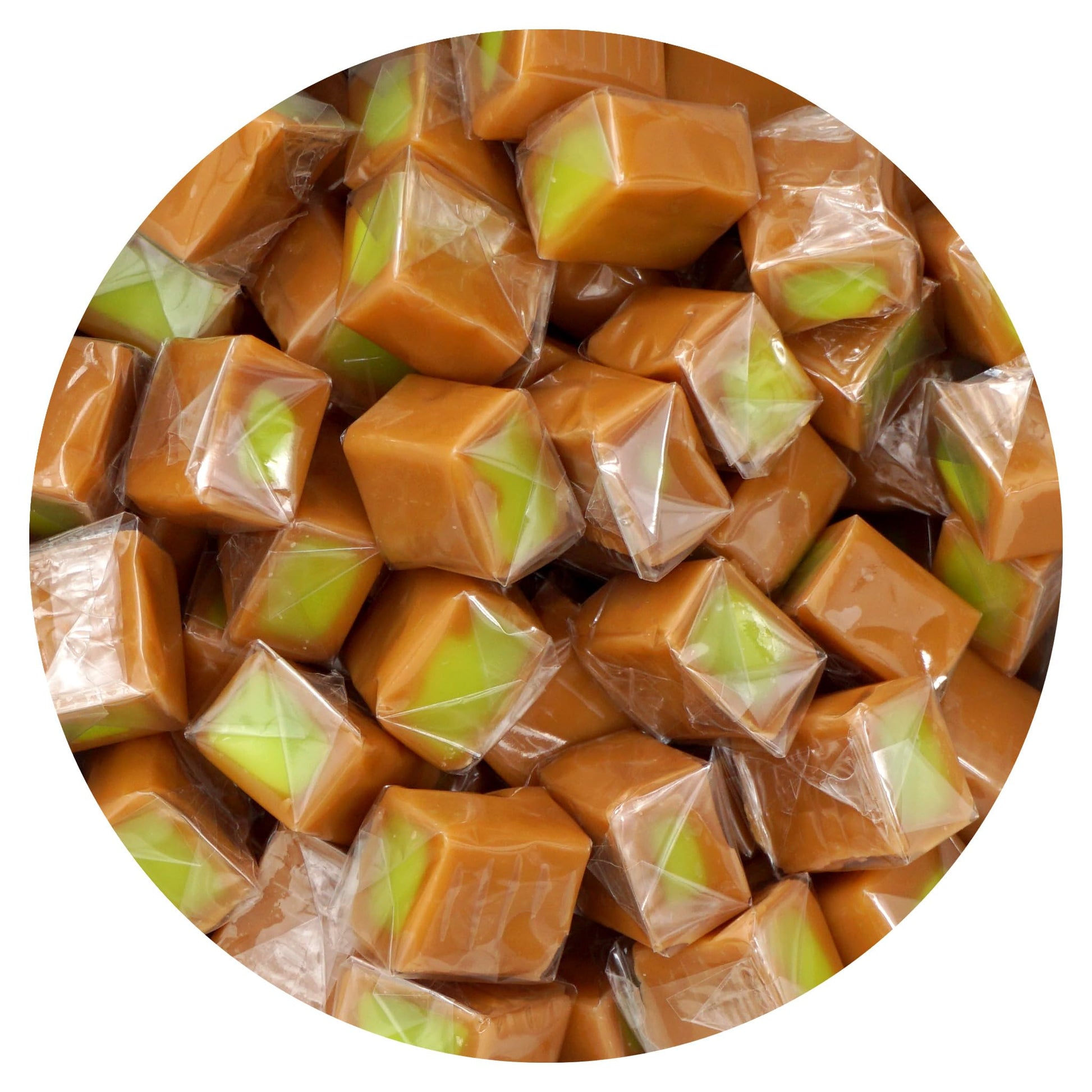 Green Apple Caramel Squares Candy, 2 Pound Bulk Bag (Approximately 125 pieces), Apple Caramel Cubes, Individually Wrapped Chewy 