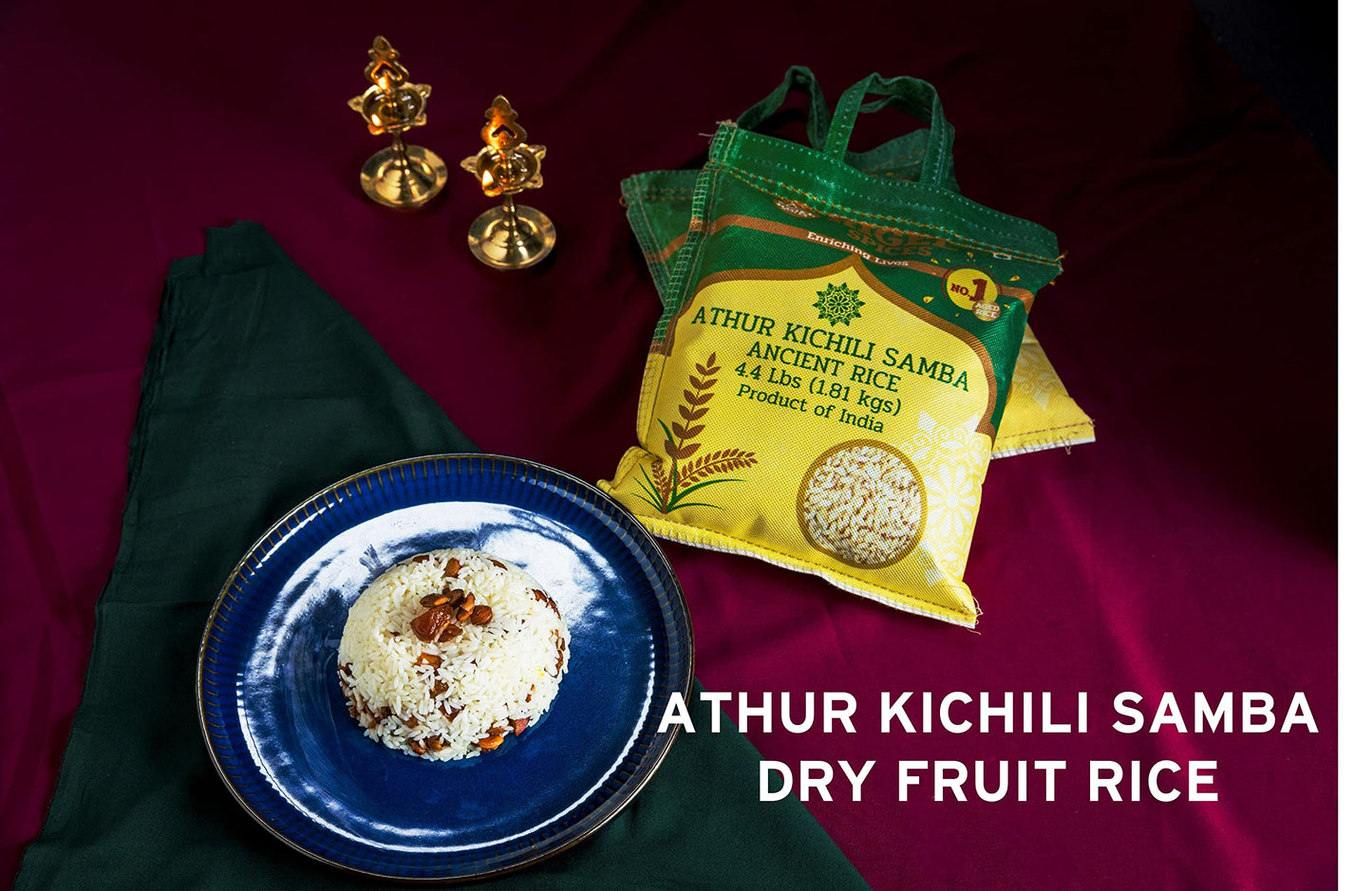 Rigel Spices | Athur Kichili Samba Rice (4Lbs) | Aged 12+ Months | Gluten Free | Ancient Rice From India