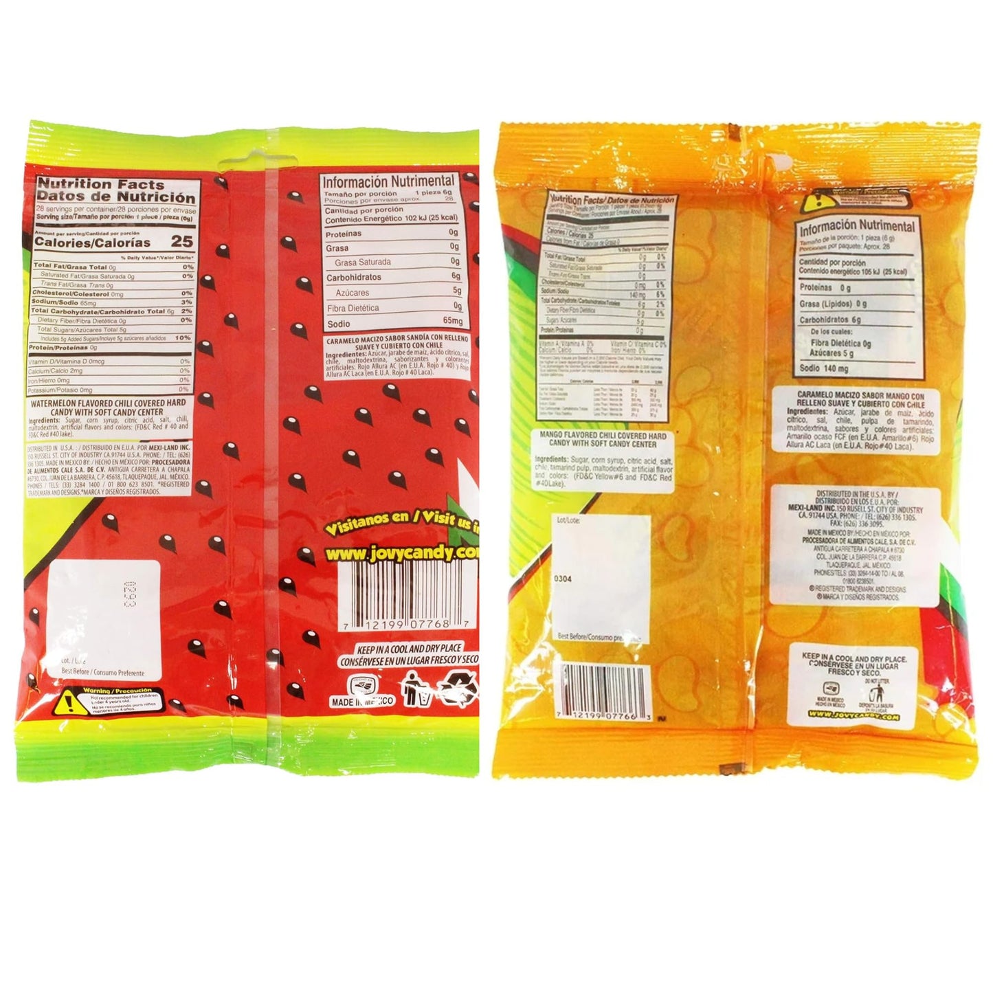 Sweet And Spicy Hard Candies Covered In Chili Powder, Watermelon And Mango Flavored Individually Wrapped Mexican Candies For Sha