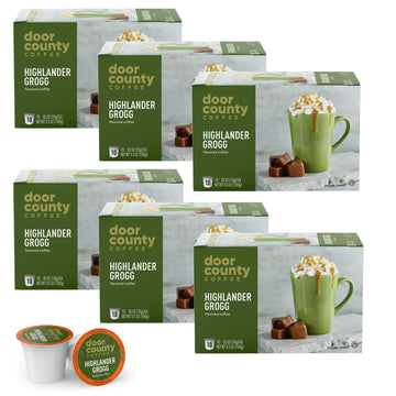 Door County Coffee - Highlander Grogg, Irish Creme And Caramel Flavored Ground Coffee - Medium Roast, Single Serve Cups - 60 Cou
