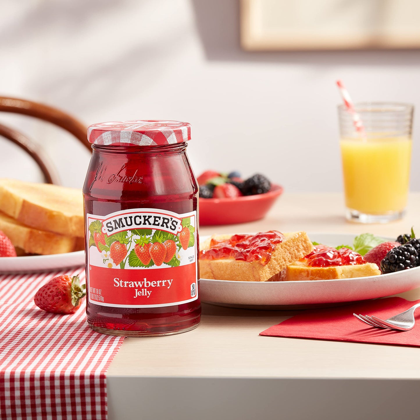 Smuckers Strawberry Jelly, 18 Ounce (Pack of 6), Red, Model 051500006962