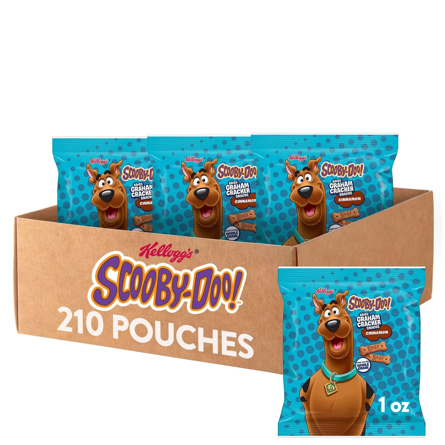 Kelloggs Scooby-Doo! Graham Cracker Sticks, Cinnamon, Made with Whole Grain, 1oz (210 count)