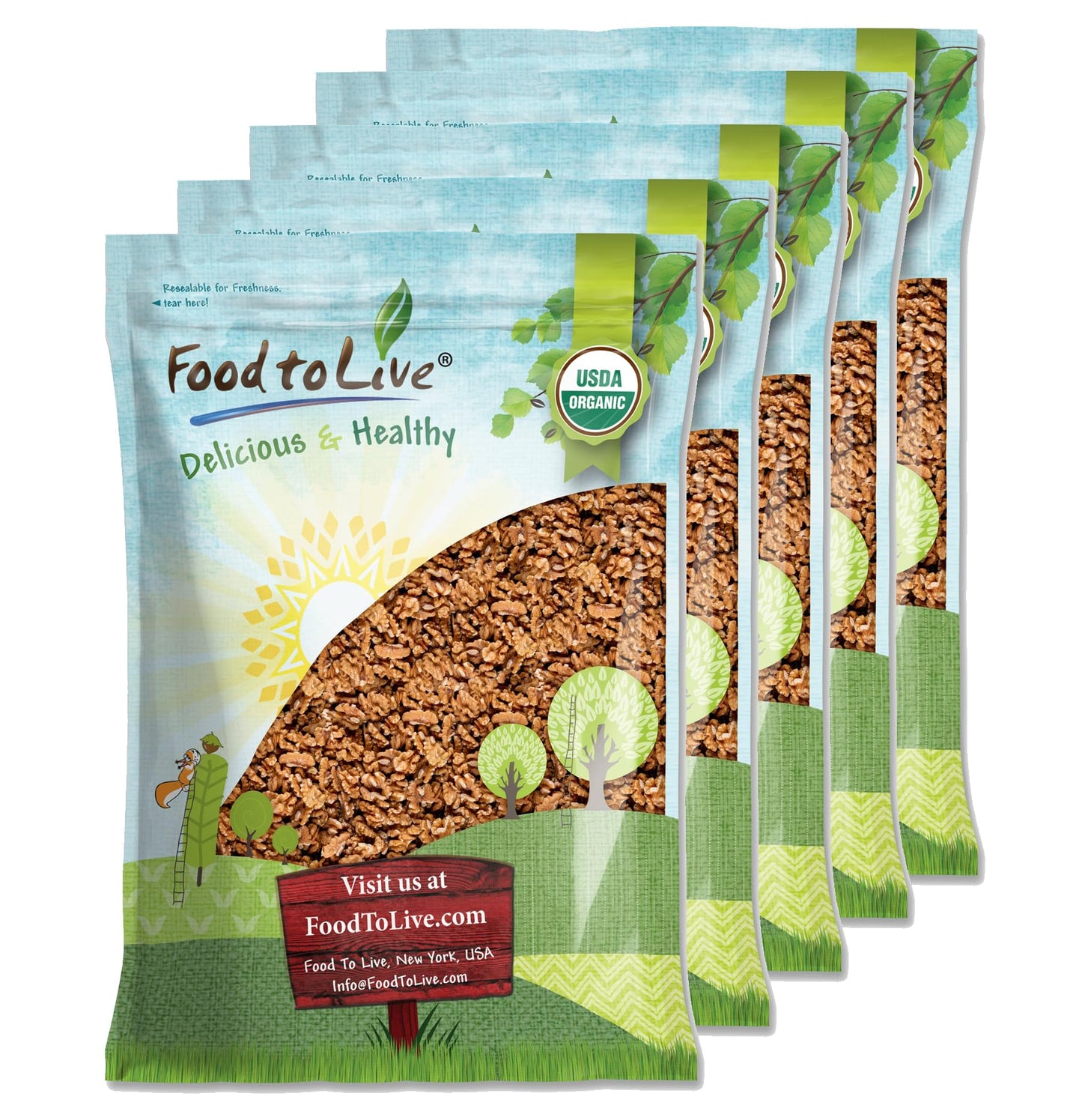Food to Live Organic California Walnuts Halves & Pieces, Raw, Unsalted, 25 Pounds
