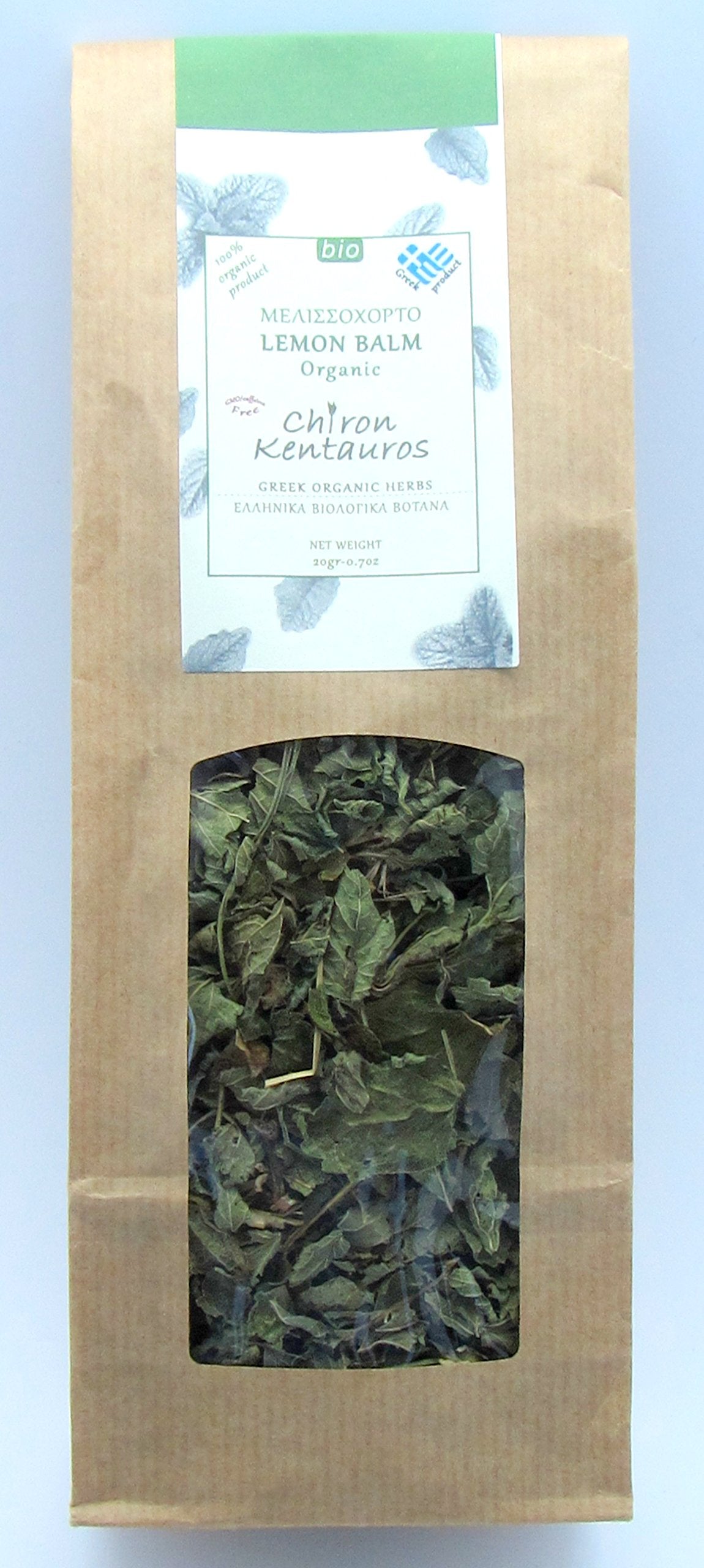 Chiron Kentavros Organic Lemon Balm Leaves - 0.71 Ounce, GMO/Caffeine Free, Greek Herb from Mount Pelion