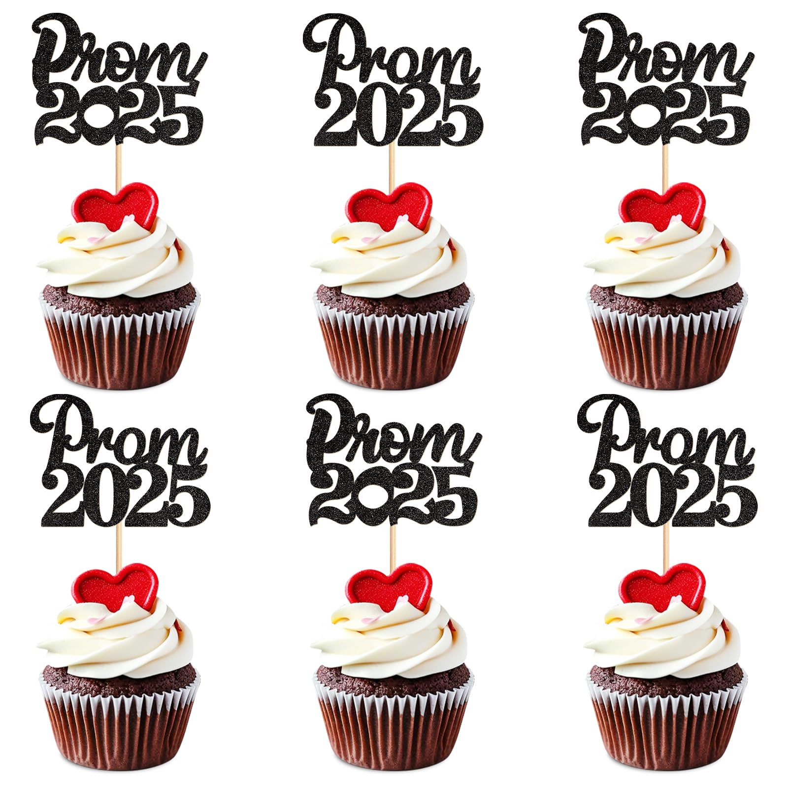 24 Pack Prom 2025 Cupcake Toppers Class of 2025 Congrats Grad Cupcake Picks for 2025 Graduation Theme Birthday Party Supplies De