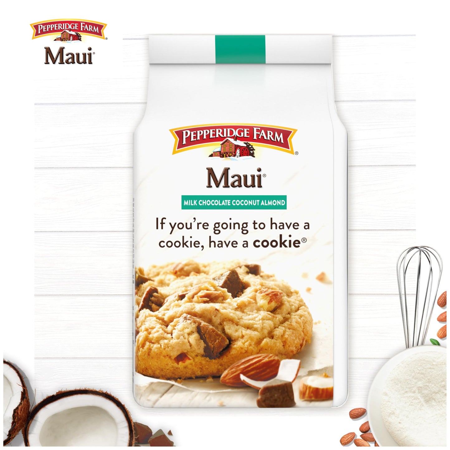 Pepperidge Farm Maui Crispy Milk Chocolate Coconut Almond Cookies, 7.2 oz. Bag