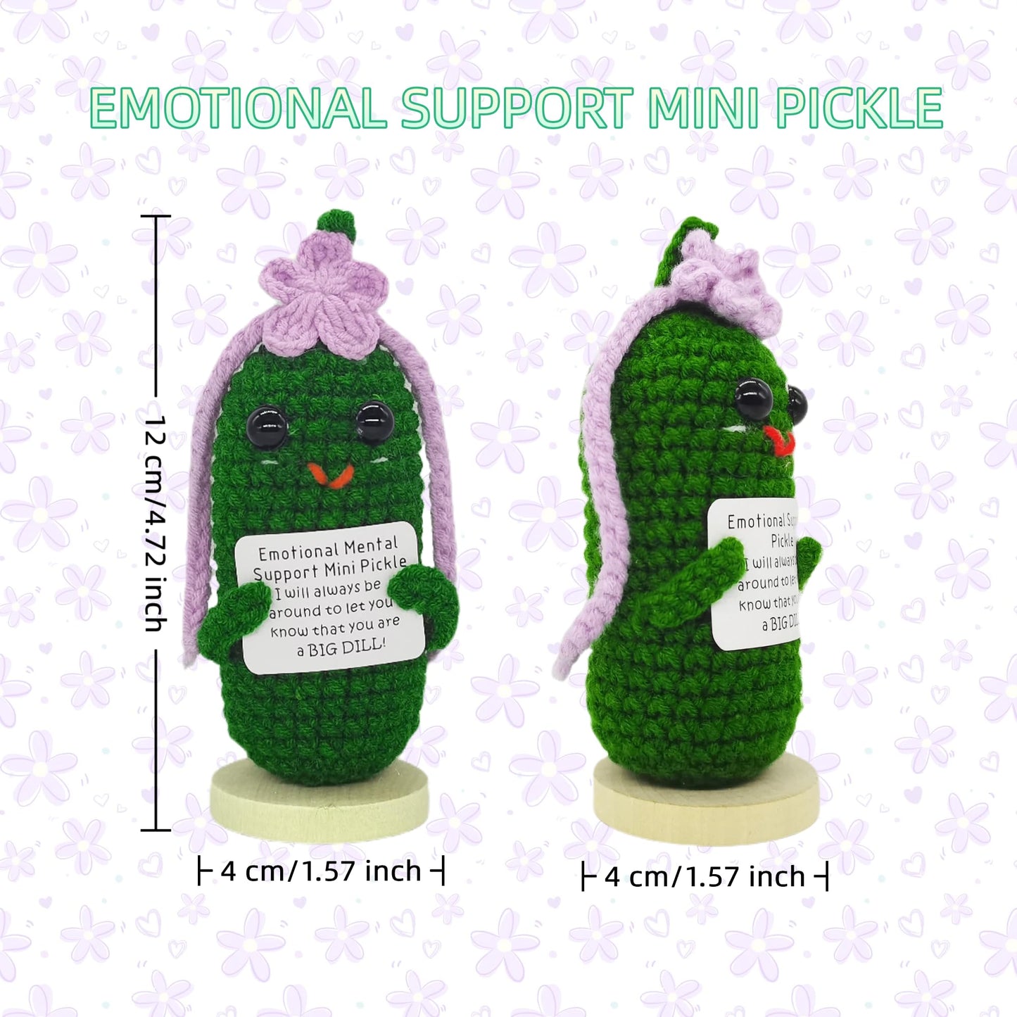 Kalawalk Funny Crochet Pickles 1 Pcs With Affirmations Cards For Inspirational Novelty Good Luck Gifts And Party Decorations(Kk-Ckd04-Ppfw)