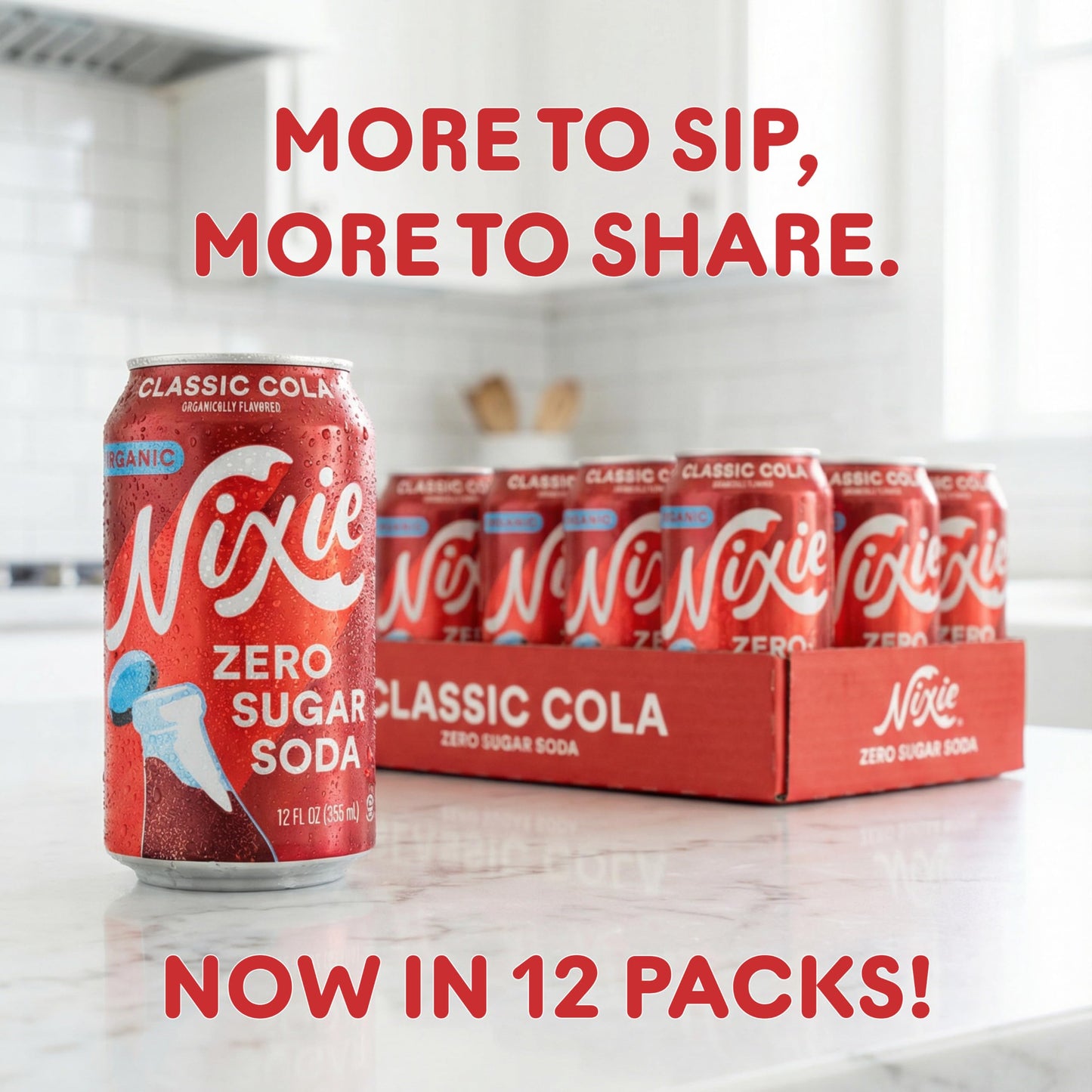 Nixie Organic Zero Sugar Soda  Classic Cola  0 Sugar  0 Calories  Healthy Soda Pop  Non-GMO  40mg Caffeine  12oz Can (1 Count)