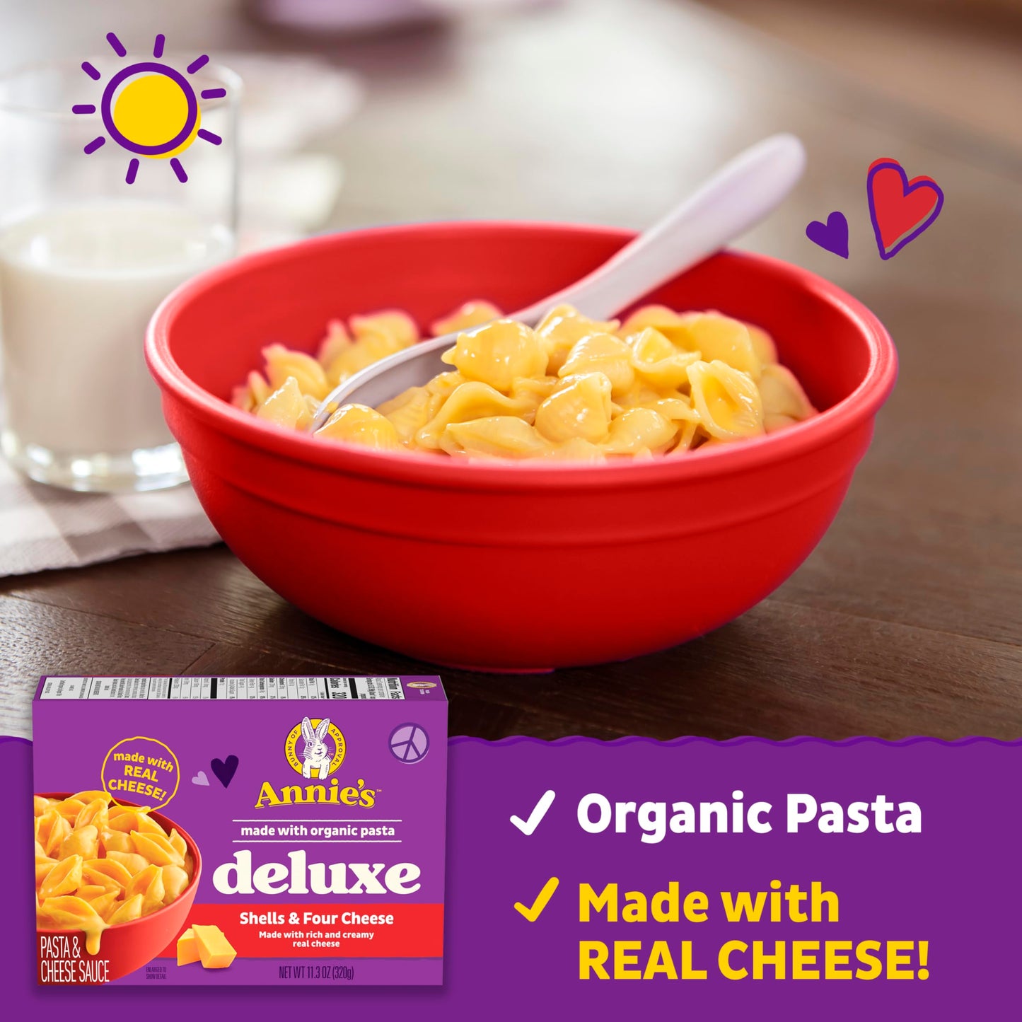 Annies Deluxe Macaroni and Cheese, Organic Shells & Four Cheese, 11.3 oz