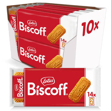 Lotus Biscoff Cookies, Caramelized Biscuit Cookies, 280 Cookies (10 Sleeves of 14 Two-Packs) Vegan, 7.65 Ounce (Pack of 10)