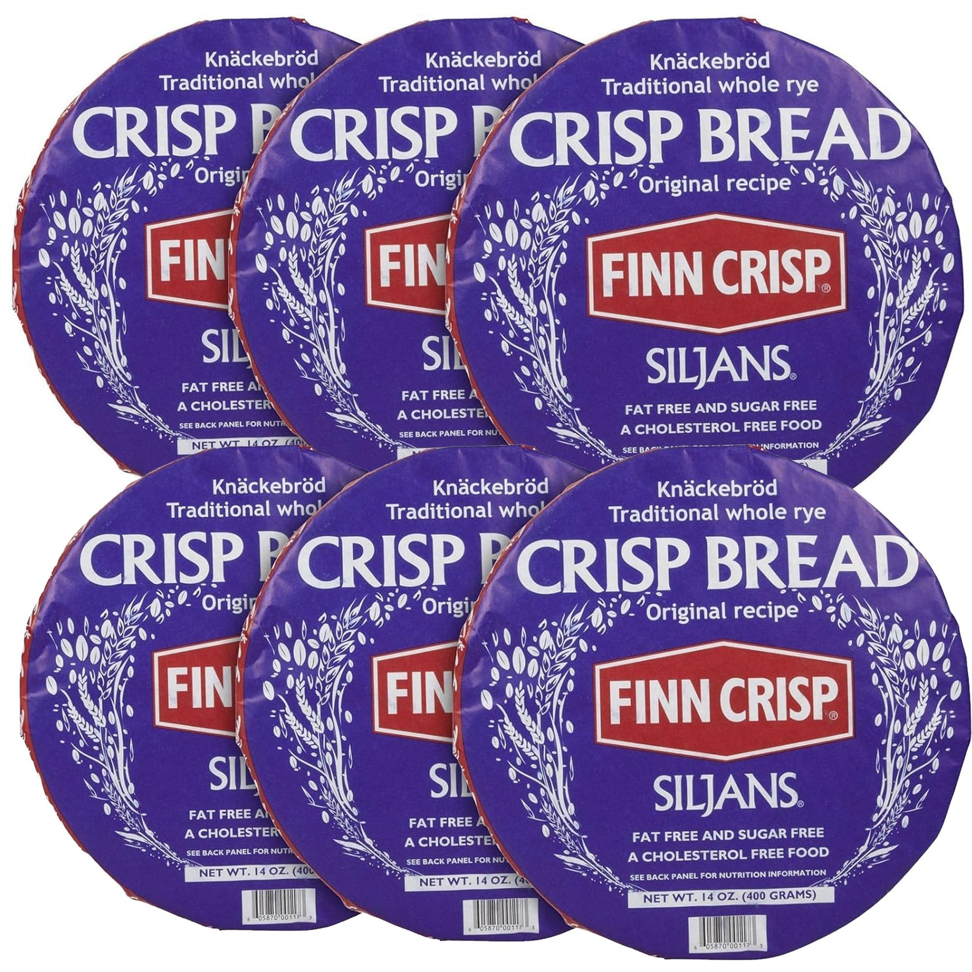 Finn Crisp Siljans Round Rye Crispbread 6 x 14oz | Knckebrd From Finland | Bulk Multipack of Authentic Finnish Sourdough Crispbr