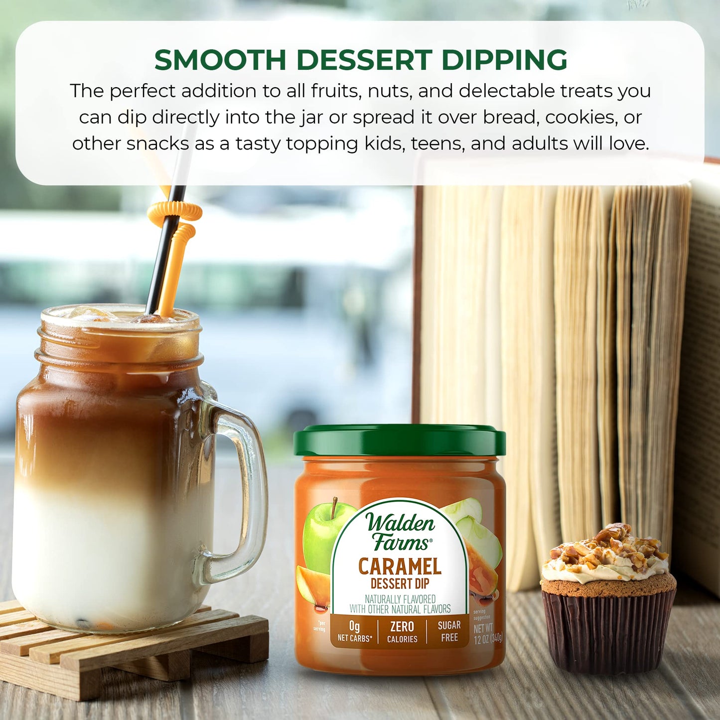 Walden Farms Caramel Dipping 12 oz Jar - Thick & Creamy, Smooth and Sweet, Vegan, Paleo and Keto Friendly, 0g Net Carbs - Desser