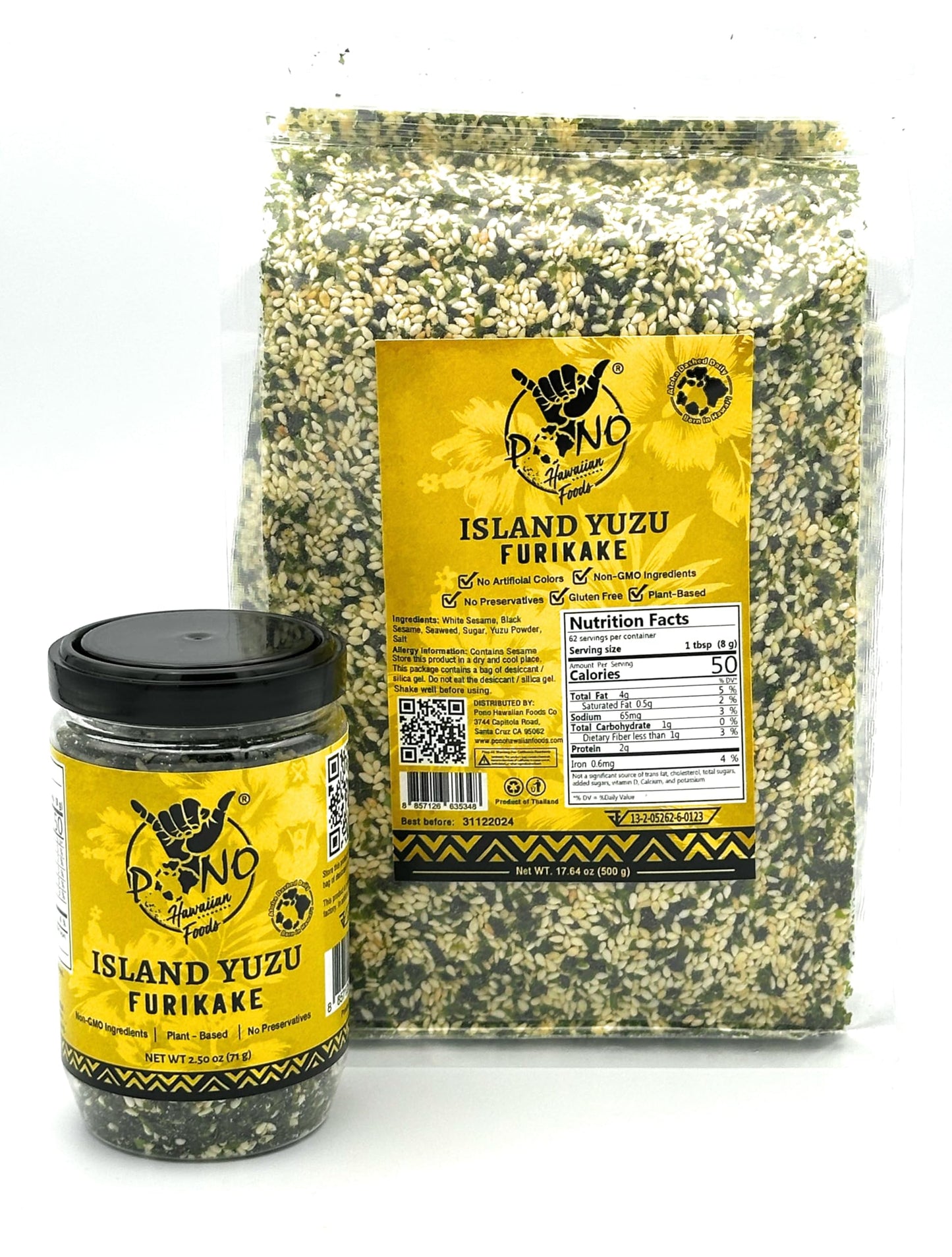 Pono Hawaiian YUZU ISLAND Rice Seasoning - Gluten-Free, Non-GMO, 2.5 oz