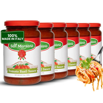 La San Marzano Tomato Basil Sauce, All Natural, 13 oz, Vegan, Gluten Free, Non GMO, Pasta Sauce Made in Italy